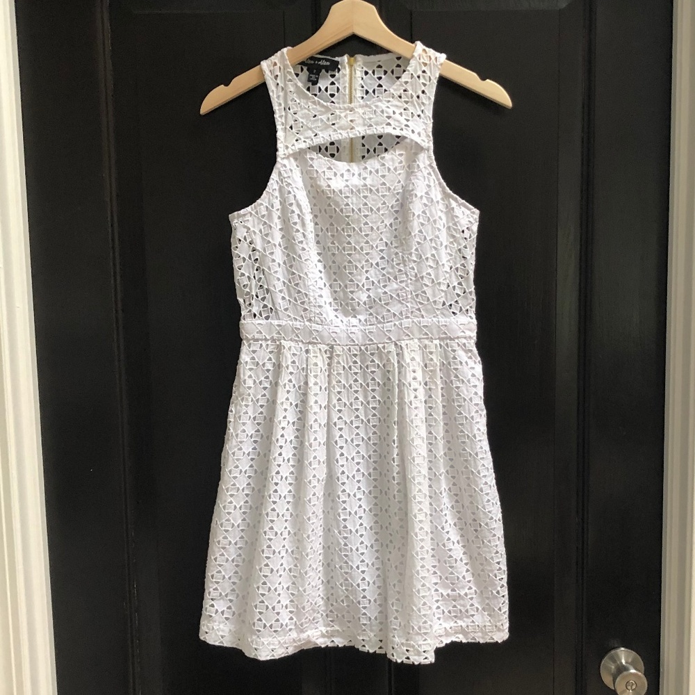 Alex and Alex White Cutout Mini Dress, Size 2
